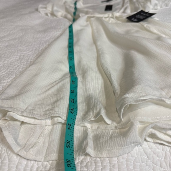 NWT LULUS Harbor Point Ivory White Flutter Sleeve Mini Wrap Dress Size M - Picture 11 of 14